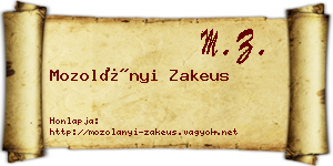 Mozolányi Zakeus névjegykártya